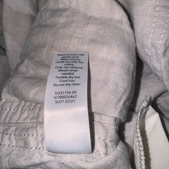 Athleta Cabo Tide Linen High Rise Beige Camo Print Jogger Pull-on Pants 4 - Picture 5 of 6